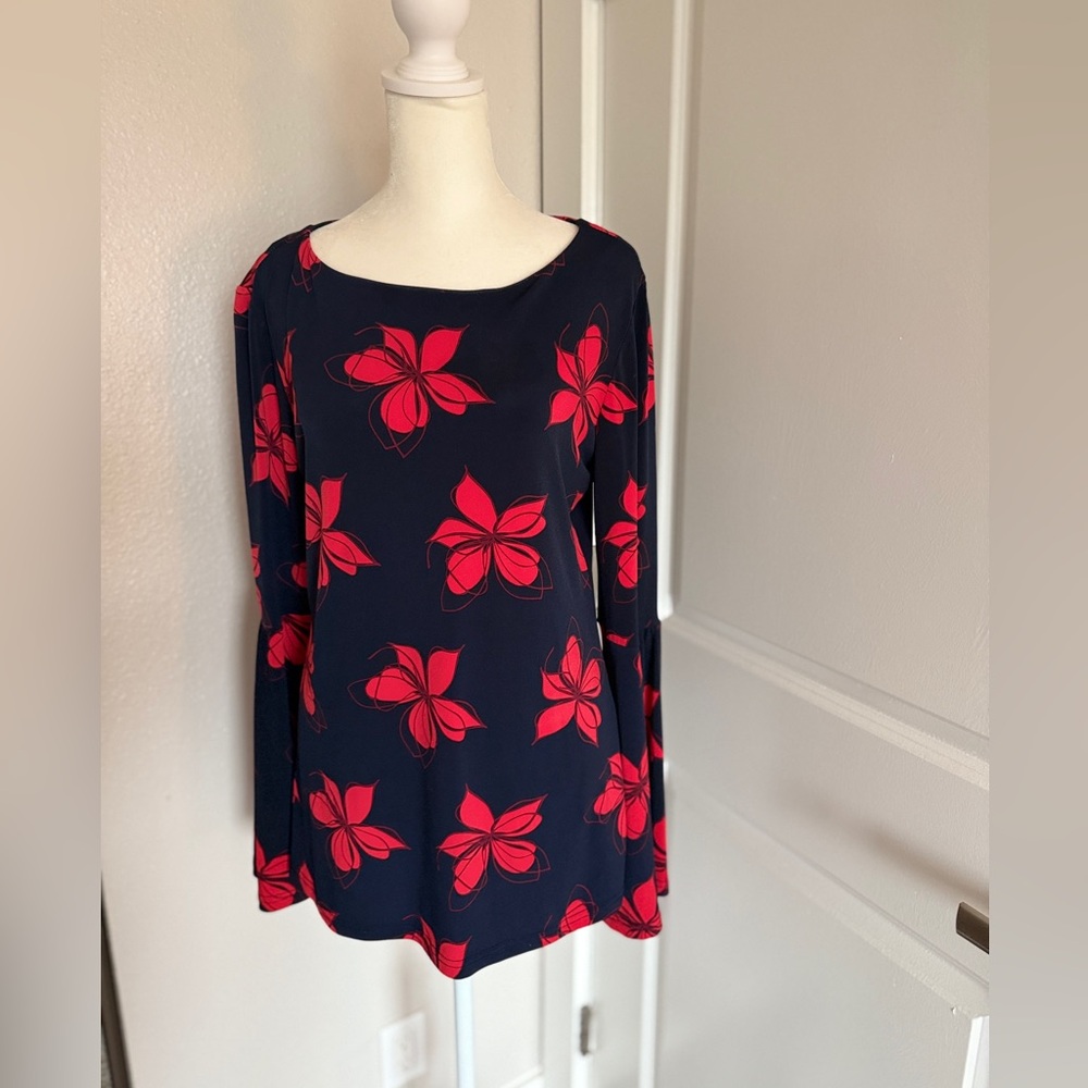 Joseph Ribkoff blue red tunic top/blouse 
Size 10